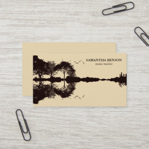 Cartão De Visita Amar Música Paisagem Sombra do Lago Elegante