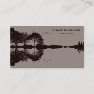 Cartão De Visita Amar Música Paisagem Sombra do Lago Elegante