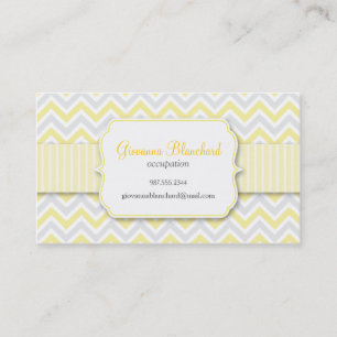 Cartão De Visita Amarelo à moda moderno de Chevron