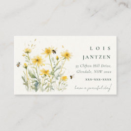 Cartão De Visita Amarelo-Amarelo-selvagem Abelhas Aquarelas Selvage