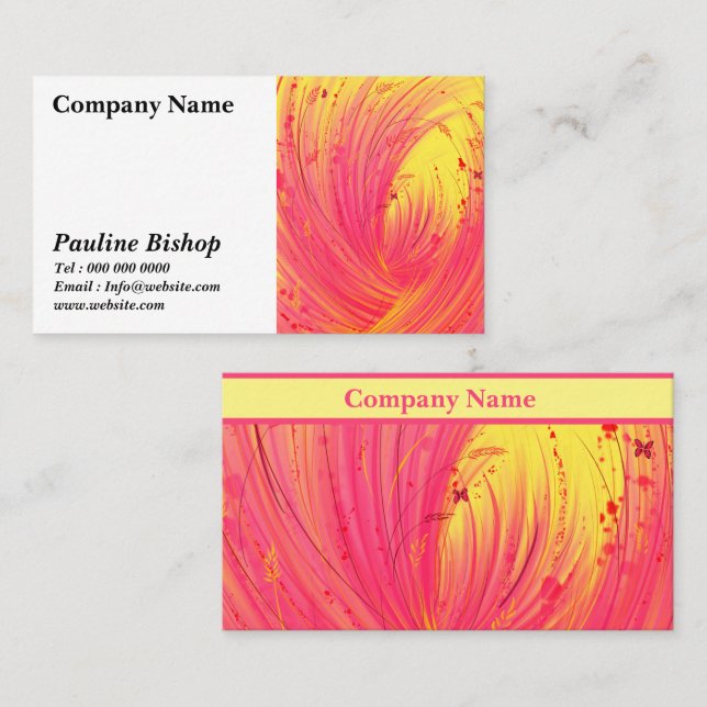 Cartão De Visita Amarelo cor-de-rosa entonado com abstrato (Frente/Verso)
