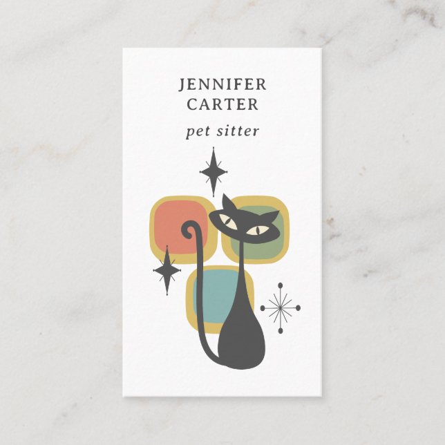 CARTÃO DE VISITA AMARELO DE MEIO SÉCULO DE GATO ATÔMICO (Frente)