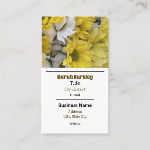 Cartão De Visita Amarelo E Floral Branco
