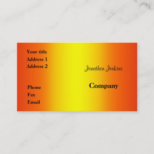 Cartão De Visita Amarelo e laranja (Frente)