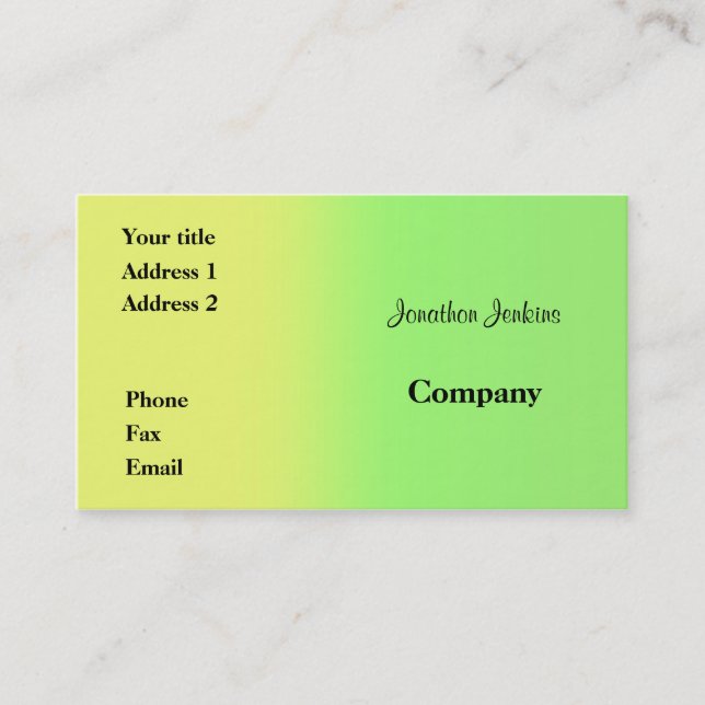 Cartão De Visita Amarelo e verde (Frente)