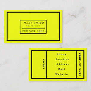 Cartão De Visita Amarelo fluorescente neon moderno simples