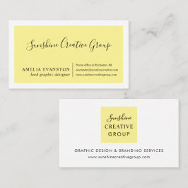 Cartão De Visita Amarelo-limão mínimo moderno