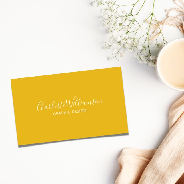 Cartão De Visita Amarelo Minimalista Elegante na moda chic (Criador carregado)