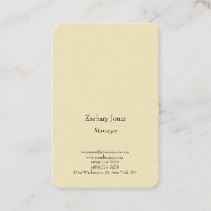 Cartão De Visita Amarelo minimalista simples liso na moda legível