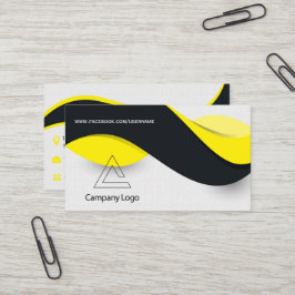 Cartão de visita amarelo moderno e preto
