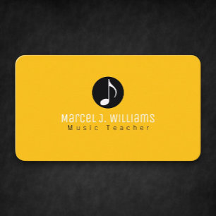 Cartão de visita Amarelo Musical com Nota de Músic