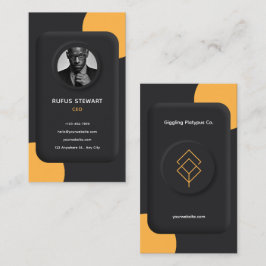 Cartão De Visita Amarelo preto com marca personalizada 3D elegante