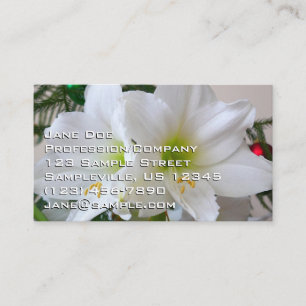 Cartão De Visita Amaryllis Branca e Árvore de Natal