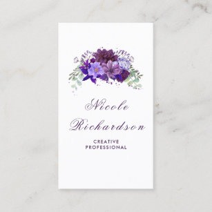 Cartão De Visita Ameixa e na moda roxo violeta das flores e