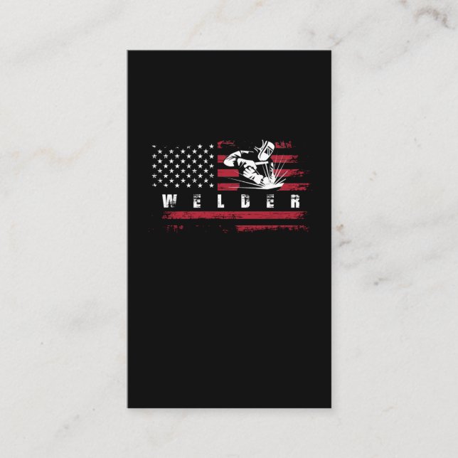 Cartão De Visita American Flag Welder USA Metalworking Weld (Frente)