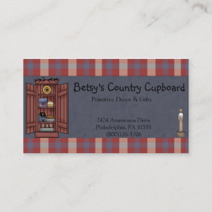 Cartão De Visita Americana Primitivo País Vermelho, branco, Xadrez