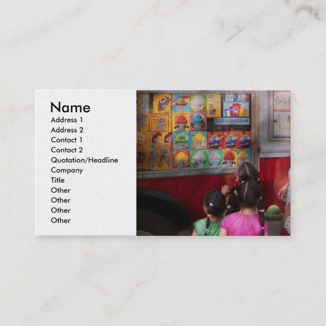 Cartão De Visita Americana - sorvete do chocolate do serviço (Frente)