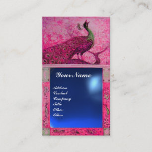 Cartão De Visita AMOR DE NOIVA PAVÃO MONOGRAMA rosa azul safira