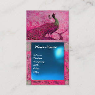 Cartão De Visita AMOR DE NOIVADO PAVÃO MONOGRAMA rosa azul safira