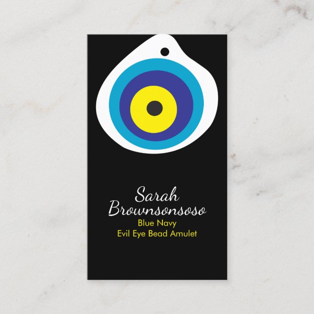 Cartão De Visita Amuleto de Mau Amarelo do Marinho PRETO (Frente)