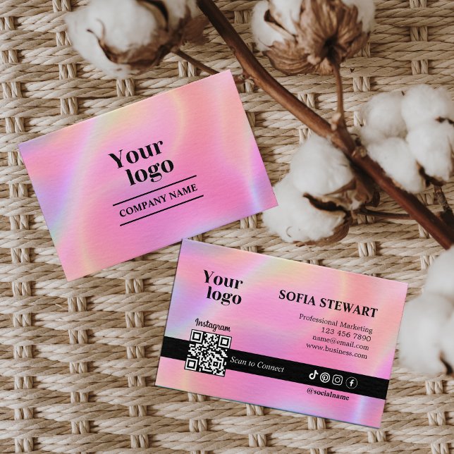 Cartão De Visita Análise de esteticista holográfica para conectar o (Holographic Aesthetician Scan To Connect Instagram Business Card)