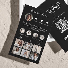 Cartão De Visita Análise do Instagram para Ligar Código QR Preto
