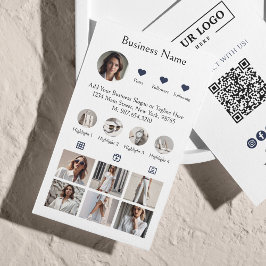 Cartão De Visita Análise do Instagram para Ligar o Código QR Azul