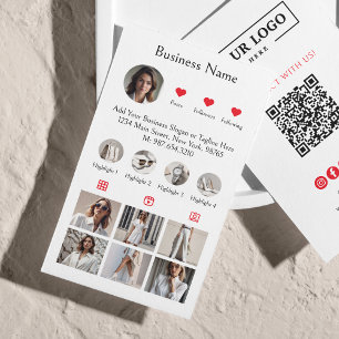Cartão De Visita Análise do Instagram para Ligar o Código QR Vermel