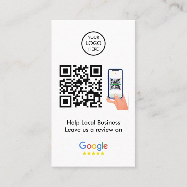 Cartão De Visita Análises do Google | Código QR de feedback comerci (Frente)