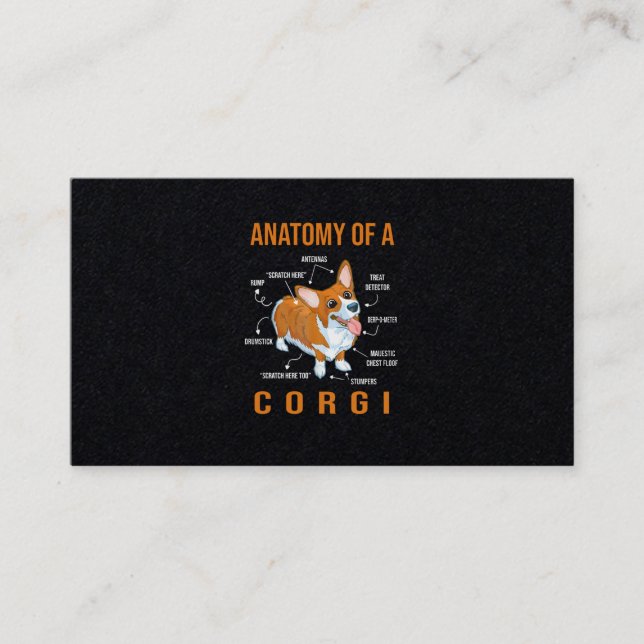 Cartão De Visita Anatomia de um Cachorro Engraçado Corgi (Frente)