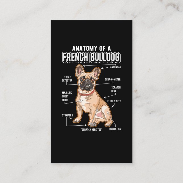 Cartão De Visita Anatomia do Buldogue Francês Cão Engraçado (Frente)