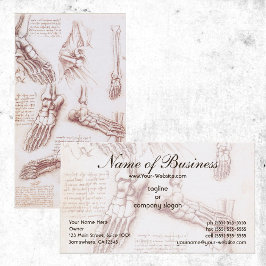 Cartão De Visita Anatomia humana, esqueletos de pés por Leonardo da