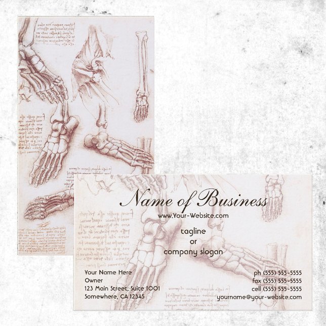 Cartão De Visita Anatomia humana, esqueletos de pés por Leonardo da (Criador carregado)