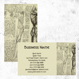 Cartão De Visita Anatomia muscular masculina Esboço de Leonardo da 