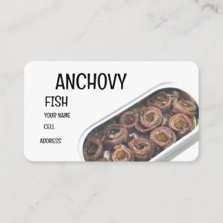 Cartão De Visita Anchovas em um estanho