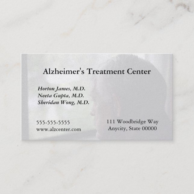 Cartão De Visita Ancião que olha para fora a janela (Frente)