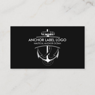 Cartão De Visita Âncora de Barco Náutico Preta Simples