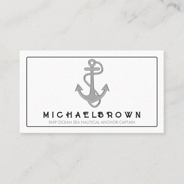 Cartão De Visita Ancoragem Náutica Marinha da Cinza Branca (Frente)