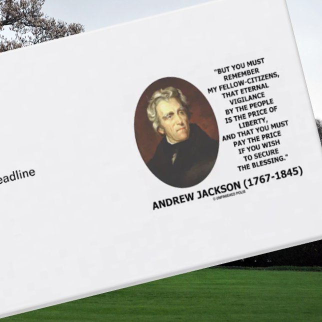 Cartão De Visita Andrew Jackson Price Do Preço Da Liberdade (Business card featuring a timeless eternal vigilance & liberty quote by US President Andrew Jackson)