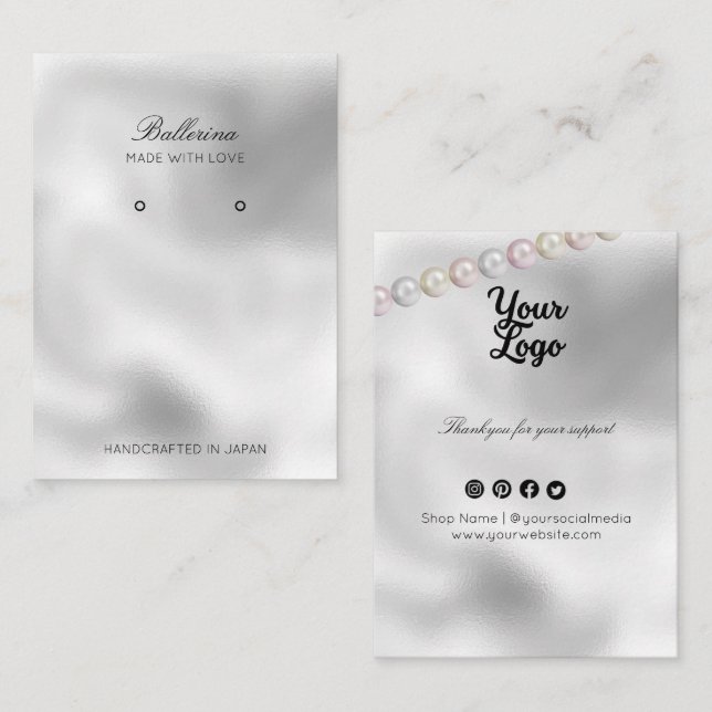 Cartão De Visita Anéis de fundo das pérolas modernas (Frente/Verso)