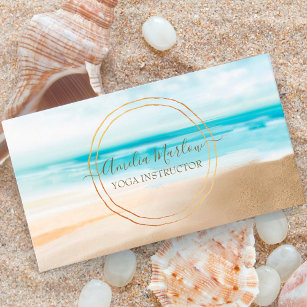 Cartão De Visita Anéis Dourados Minimalistas de Praia Náutica