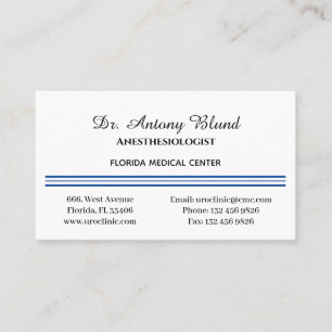 Cartão De Visita Anestesiologista Simples Marinho Azul