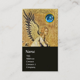 Cartão De Visita ANGEL MONOGRAMA DE ANUNCIAÇÃO, Dourado Sapphire Az
