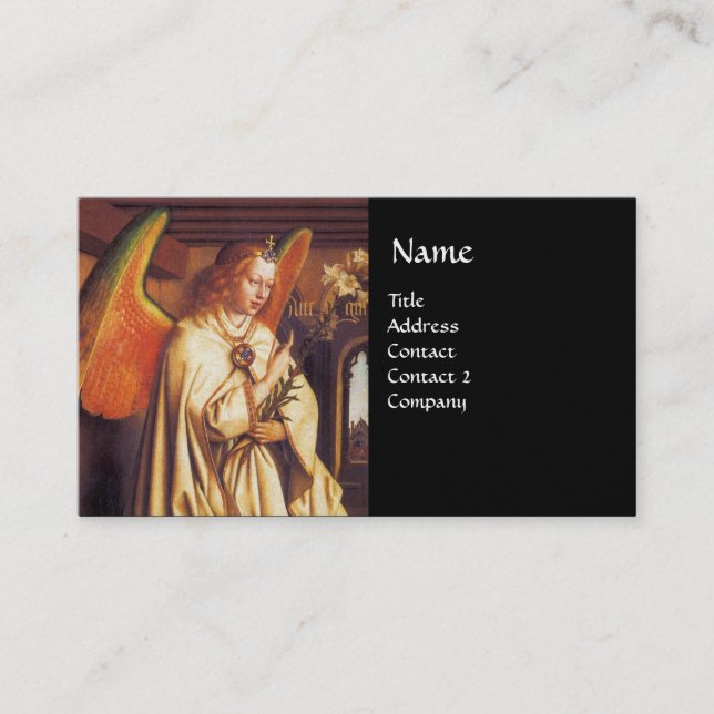 Cartão De Visita ANGEL MONOGRAMA DE ANUNCIAÇÃO, ESPADRE Azul (Frente)