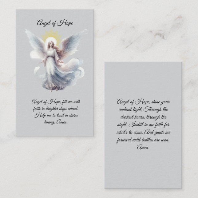 Cartão De Visita Angel of Hope Prayer Card (Frente/Verso)