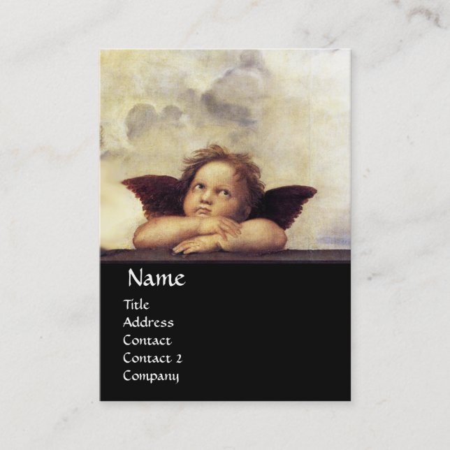 Cartão De Visita ANGELS Winged Cherubs, preto (Frente)