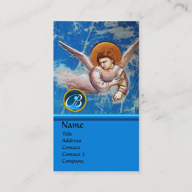 CARTÃO DE VISITA ÂNGULO DE VOO EM AZUL, MONOGRAMA GEM DE SALVAGUARD (Frente)