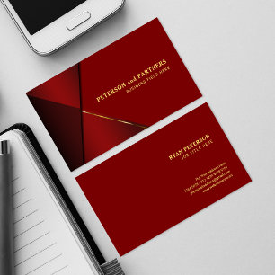 Cartão De Visita Ângulo Vermelho com Linha de Ouro   Vermelha