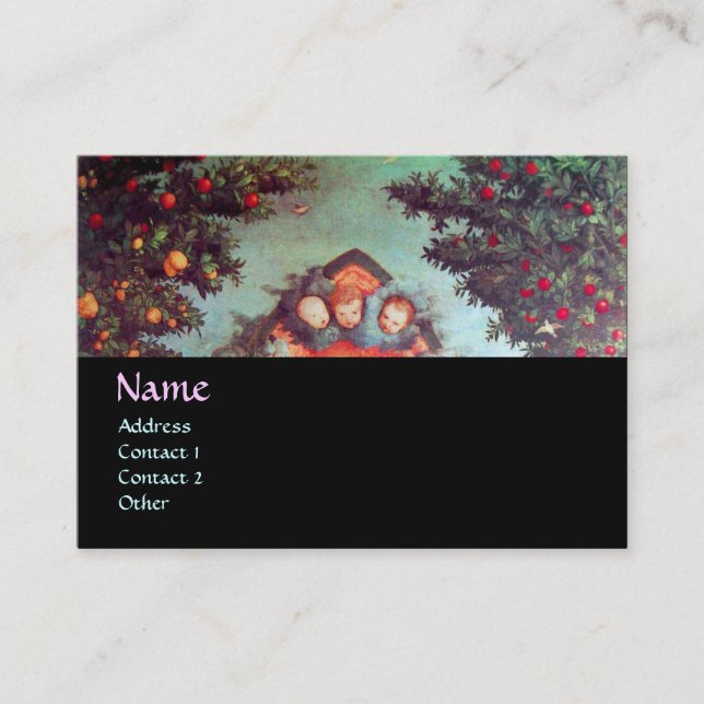 Cartão De Visita ÂNGULOS PEQUENOS MONOGRAMAS preto azul antigo (Frente)