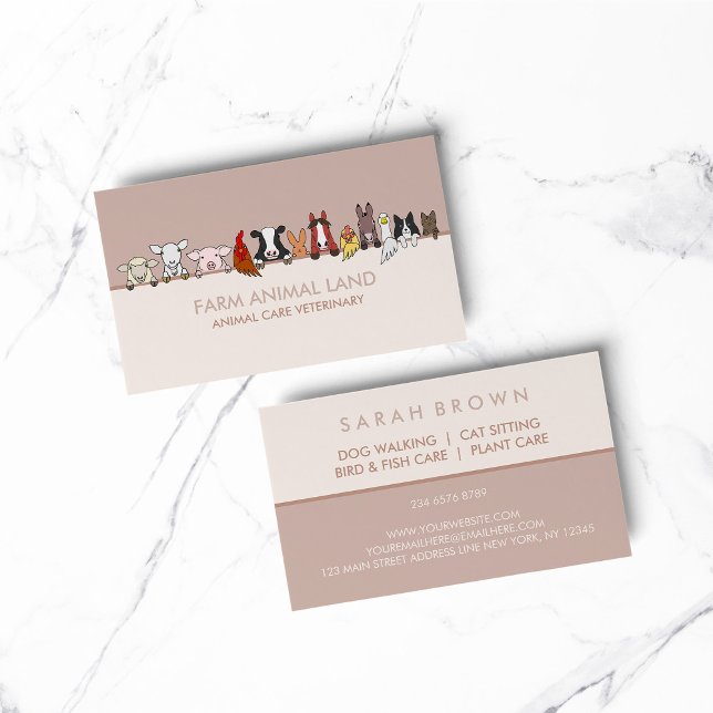 Cartão De Visita Animais de Criação que procuram o texto personaliz (pet animal dog cat veterinary farm)